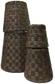 Set Of 4 Wicker Planter In Brown, In / Outdoor, Stackable