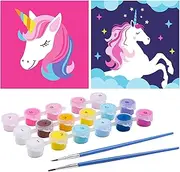 G.C 2 Pcs Paint by Numbers for Kids Unicorn DIY Painting Framed Canvas Girls Boys Beginner Colorful Animal Pattern 8"x8"