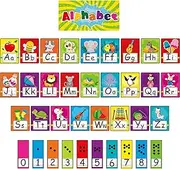 Outus 37 Pieces Alphabet Bulletin Board Set Animals Alphabet Number Cards Alphabet Line for Classroom Wall Early Learning Teacher Decorations for Children Kids Teens Playroom Bedroom Nursery