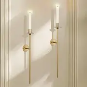 Sziqiqi Wall Candle Holder Gold: Candle Sconces Wall Decor Set of 2 for Dining Room Wall Hanging Candle Sticks Holder for Living Room Fireplace