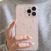 Floral Phone Case - iPhone 14 Pro Max / 14 Pro / 14 Max / 14 / 13 Pro Max / 13 Pro / 13 / 13 mini / 12 Pro Max / 12 Pro / 12 / 12 mini / 11 Pro Max / 11 Pro / 11 Pink Floral - Transparent - iPhone 14 Pro