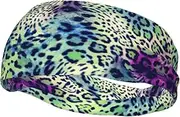 [WURTON] Green Leopard Print Sports Sweatband - Multi-Functional Sport Headbands Kids, Men, Women Running, Yoga