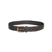 Simon Carter Mens Casual Leather Woven Belt - Brown