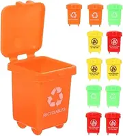 TOKIDNY 12-Piece Mini Trash Can Set for Boys and Girls Playroom Authentic Miniature Garbage Bin Lid for Dollhouse Dec