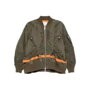 [Sacai] Sacai Stripe-detail Zip-up Bomber Jacket I NUMERIC BROWN