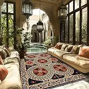 Large Rug Indoor Floor Cover Carpet Living Room Bedroom Office Dining Room Kitchen Hall,Red, Green, Orange, Multi-Color Vintage, Green, 180 x 270 cm