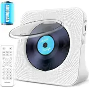 Portable CD Player with Bluetooth,4000mAh Rechargeable Kpop Music Player with HiFi Speaker,Headphone Jack,Supports Bluetooth/FM Radio/U-Disk/AUX (White)
