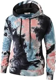 KLIEGOU Mens Tie-Dye Pullover Hooded Sweatshirt