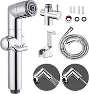 KAIYING Handheld Bidet Sprayer for Toilet, Baby Cloth Diaper Sprayer, Bathroom Muslim Shower Sprayer Attachment with Hose, Support Wall or Toilet Mount (Chrome)