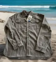 Eddie Bauer Double Brushed Chamois Shirt LS Gray Outdoor Heavy Mens Large NWT