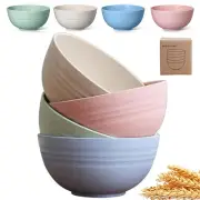 PUPOPIK Unbreakable Cereal Bowls 24 oz - Reusable Wheat Straw Bowl - Dishwash...