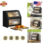 Bamboo Double Bread Box with Cutting Board - Stylish Kitchen Storage Solution