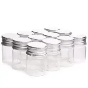 12 Pcs Empty Clear Glass Bottles with Screw Aluminum Cap Mini Container Jars