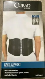 Curad Back Support Brace with Dual-Pulley System Small 28" / Medium 36" Black