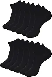 [BALENZIA] Men's Solid Colored Ankle Length Socks Made with 100% Combed Cotton & Spandex - Combo Pack of 6 | Ultra-Breathable Combed Cotton Socks for Men | Size UK 7 to UK 11
