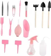 16Pcs Succulent Planting Tool Set Portable Pink Gardening Tools Kit with Trowel Pruners and Spray Bottle for Home and Professional Use Gardening Tools