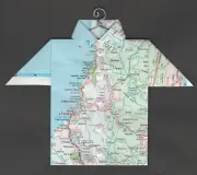 Origami Map Shirt California, Eureka, Arcata, Redwood Grove Area, Six Rivers NF