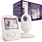 Philips Avent Baby Monitor with Camera Premium - DEKRA Certified Private and Safe - 3.5 Inch Display, x4 Zoom, Night Vision, Lullabies and Thermometer (SCD891/26)