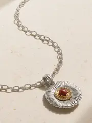 [Buccellati] Buccellati - Blossom Sterling Silver And Gold-plated, Jasper And Diamond Necklace - One size One size Silver