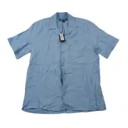 Vilebrequin Charli Har Linen Camp Shirt Mens Small Spring Lake Blue $250