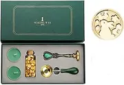 Wax Seal Stamp kit, Roseflower Premium Wax Seal Kit with 1* Vintage Scepter Stamp, 1* Melting Spoon, 2* Pieces Candles, 1*Bottle Wax Beads, 23 * 11cm #18