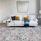 Deal Extra Large Floor Rug Blue Ivory Allover Distressed Washable Carpet Runner