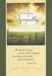 Sympathy In His Comfort Shades Of Green Pastures Christian Greeting Card