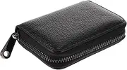 [BESTYASH] Multi-Card Slot Wallet Magnetic Safe Black Pu Leather Large Capacity Zippered Sturdy for Friends Colleagues