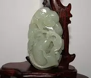 [Jenny' Jade Store] 2.4" China Certified Nature Nephrite Hetian Jade Wealth Fish and Ruyi Pendants