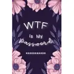 WTF IS MY PASSWORD: PASSWORD BOOK LOG BOOK ALPHABETICALPOCKET SIZE PURPLE FLOWER COVER BLACK FRAME 6