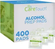 Care Touch Alcohol Prep Pads 400 Ct – 70% Isopropyl, 2-Ply Swabs, First Aid Wipe