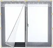 Liveinu Reinforced Magnetic Window Screen Mesh Anti Fly Mosquito Insect Curtain with Magnets for Window and Door Full Frame,No Drilling,Adhesive Clips Install White 200x200cm