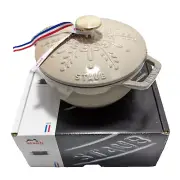 Staub WaNABE Wa-NABE S 16cm 1.1L Snowflake Linen Cocotte Cast Iron Brass Knob