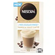Nescafe Coffee Sugar Free Vanilla Malt Latte Sachets 10 Pack