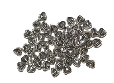 5mm Tiny Delicate Hearts Antiqued Silvertone Metalized Metallic Beads