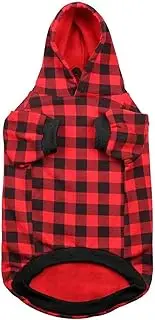 pet Clothing Red Plaid Dog Hoodie Sweater Dogs Pet Clothes with Hat and Pocket Coat Clothing Puppy(X-Large)