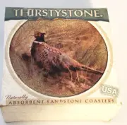 Set of 4 Thirstystone Pheasant Coasters Cork Backing Sandstone Hunting Man Cave