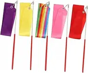 OFFIGAM 5pcs Rhythmic Gymnastics Ribbons for Dance Streamers for Gymnastics Chinese Dance and Performances Satin Material for Use Random Color
