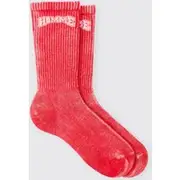 Mens Acid Wash Homme Socks In Red