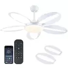 Ceiling Fans with Lights, 48 inch White Ceiling Fan with Remote APP, Unique F...