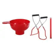 Canning Tools Kit Includes 1Pcs Funnel,1Pcs Jar Lifter,1Pcs Tongs Red