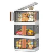 Catzon 3 Pcs Collapsible Storage Bins with Lids & Doors for Kitchen Bathroom