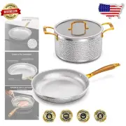 Tri-Ply Hammered Stainless Steel Cookware Set - Induction Compatible & Non-Toxic