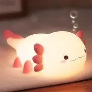 Lampeez Axolotl Gifts, Cute Axolotl Night Light, Soft Silicone Lamp Nursery Nightlight LED Touch Light, Bedroom Decor as Xmas Birthday Gifts Boys Girls