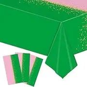 Pink and Green Witch Party Decoration Tablecloth, 3 Pack Glitter Plastic Table Runner Covers Disposable Waterproof Table Cloth for Baby Shower Birthday Bachelorette Party Favors 54" x 108"