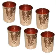 Akansha Copper Hammered glass Set/Drinking Glass Set of 6 Pieces