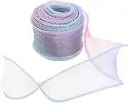 uxcell 1.6 Inch x 10 Yards Sheer Organza Ribbon, Gifts Wrap Ribbons Gradient Fishtail Yarn Packaging for Wedding Party Cake Flower DIY Decorations, Pink-Blue-Purple