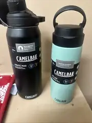 CamelBak Chute Mag Black 32 oz And Fit Cap Mint 20 oz Water Bottle Stainless New