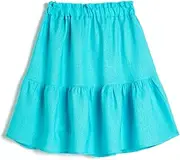 [Koton] Girls' Midi Tiered Elastic Waistband Linen Blend Skirt