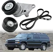 Complete Serpentine Belt Drive Component Kit Compatible with GM 2003-2006, for Chevy 2002-2007, for GMC 2002-2007.Replaces# 90K-38158C, 12609719, 12555609, 12626222.